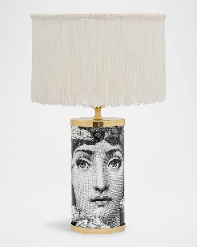 Fringed Cylindrical Lampshade for Small Lamps